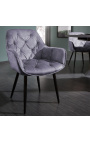 Ensemble de 2 chaises de repas "Tokyo" design en velours gris