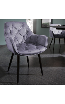Conjunto de 2 cadeiras de jantar "Tóquio" design em veludo cinzento