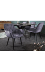 Ensemble de 2 chaises de repas "Tokyo" design en velours gris