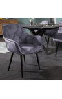 Ensemble de 2 chaises de repas "Tokyo" design en velours gris