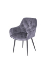 Set of 2 dining chairs "Tokyo" contemporary grey velvet