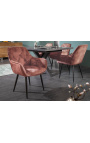 Set of 2 dining chairs "Tokyo" contemporary brown velvet