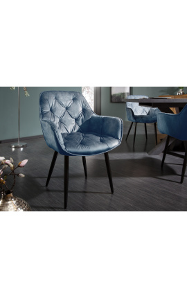 Set van 2 eetstoelen &quot;Tokio&quot; moderne benzine blauw velvet