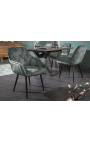 Set of 2 dining chairs "Tokyo" contemporary grey-green velvet