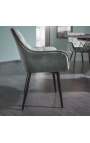 Ensemble de 2 chaises de repas "Tokyo" design en velours gris-vert