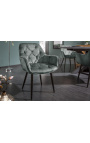 Ensemble de 2 chaises de repas "Tokyo" design en velours gris-vert