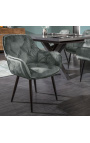 Ensemble de 2 chaises de repas "Tokyo" design en velours gris-vert