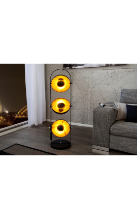 Studio style lamp with 3 adjustable black and gold spots