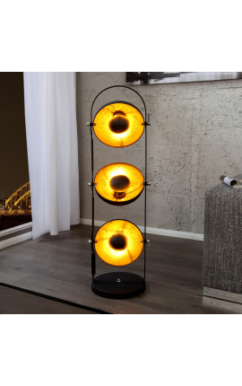Studio-stil lampe med 3 justerbare sorte og guld spots