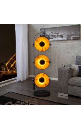 Lampada in stile studio con 3 punti neri e dorati regolabili