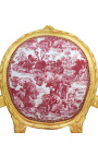 [Limited Edition] Louis XVI Barock-Stil Sessel mit toile de Jouy Stoff und vergoldetem Holz