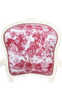 [Limited Edition] Armchair av Louis XV stil toile de Jouy och beige trä patinerad