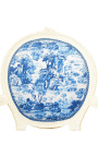 [Limited Edition] Барокко кресло Louis XVI стиль Toile de Jouy синий и бежевый дерево патиной