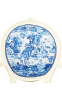 [Limited Edition] Kreslo Louis XVI štýl modrý toile de jouy a béžové drevo - 13