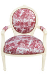 [Limited Edition] Tugitool Louis XVI Stiil TOile de Jouy ja beež puit - 1