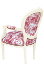 [Limited Edition] Armchair av Louis XVI stil toile de Jouy och beige trä