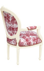 [Limited Edition] Armchair av Louis XVI stil toile de Jouy och beige trä