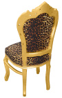 Cadeira estilo rococó barroco tecido leopardo e madeira dourada