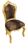 Stolička Barokový rokokový štýl leoparda a zlatého dreva