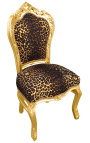 Scaun stil baroc rococo leopard si lemn auriu