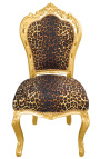 Scaun stil baroc rococo leopard si lemn auriu