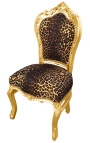 Krzesło barokowe w stylu rokoko lampart i złote drewno