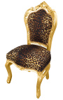 Scaun stil baroc rococo leopard si lemn auriu