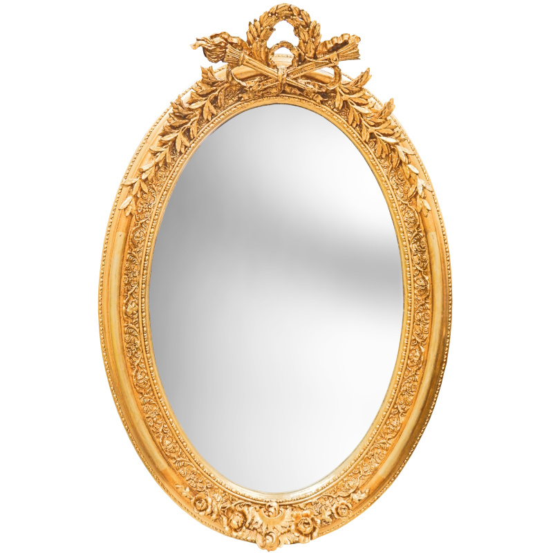 Specchio barocco ovale dorato verticale molto grande
