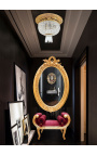 Vrlo veliko zlatno okomito ovalno barokno ogledalo