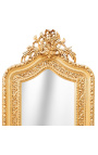 Très grand miroir baroque doré de style Louis XVI bicorne