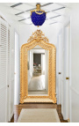 Zelo veliko pozlačeno baročno ogledalo, dvorogo v slogu Ludvika XVI