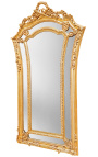 Specchio barocco dorato molto grande in stile Luigi XVI svasato
