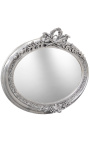Очень большое овальное зеркало в стиле барокко серебряный горизонтальный