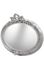 Very large silver horizontal oval baroque mirror