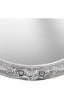 Very large silver horizontal oval baroque mirror