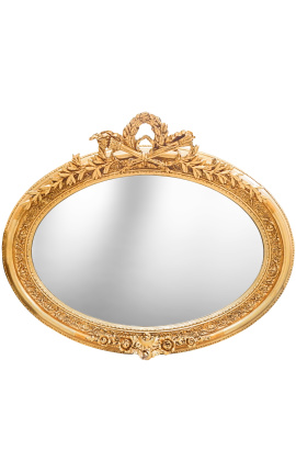 Très grand miroir baroque ovale doré horizontal