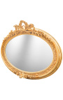 Много голямо златисто хоризонтално овално бароково огледало