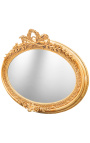 Très grand miroir baroque ovale doré horizontal