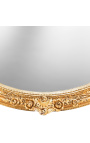 Bardzo duże złote poziome owalne lustro barokowe
