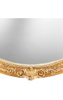 Très grand miroir baroque ovale doré horizontal