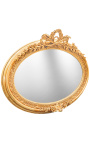 Labai didelis aukso spalvos horizontalus ovalus barokinis veidrodis