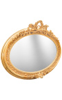 Très grand miroir baroque ovale doré horizontal