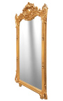 Grote barokke vergulde rechthoekige spiegel