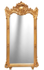 Velké barokní zlacené obdélníkové zrcadlo