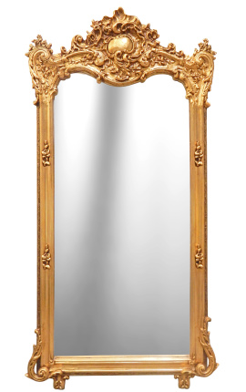 Grote barokke vergulde rechthoekige spiegel