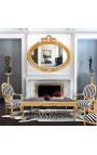 Baroque armchair Louis XVI black and white striped and gold wood