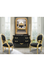 Barokke fauteuil Lodewijk XVI-stijl zwart fluweel en verguld hout