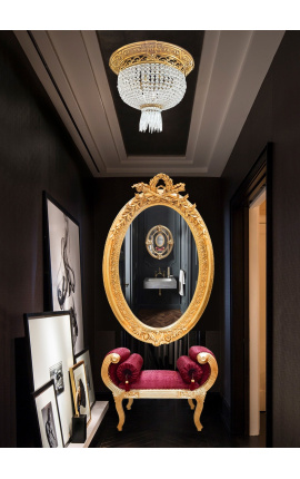 Ceiling lamp in bronze with crystal pendants