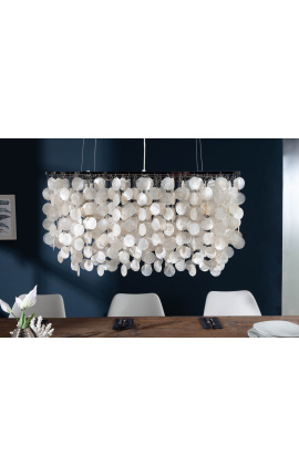 Hedendaagse rectangulaire chandelier met moeder van perle pendants