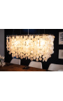 Contemporary rectangular chandelier with mother of pearl pendants